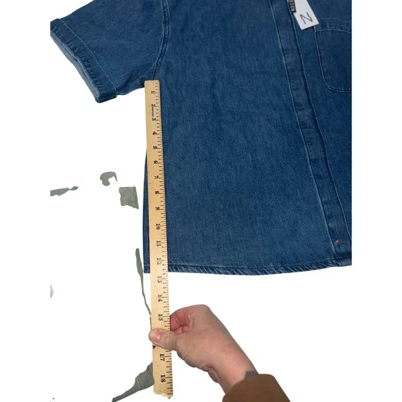 Noisy May Denim Shirt Oversized Short Sleeve Button Up Blue XL - Picture 5 of 11